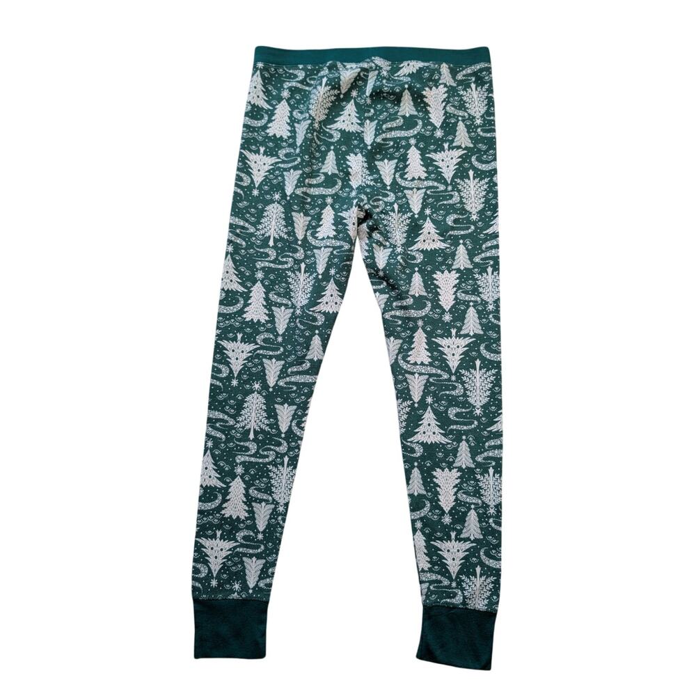 Old Navy Unisex Christmas Tree Thermal Pajama Pants Ribbed Green Size L